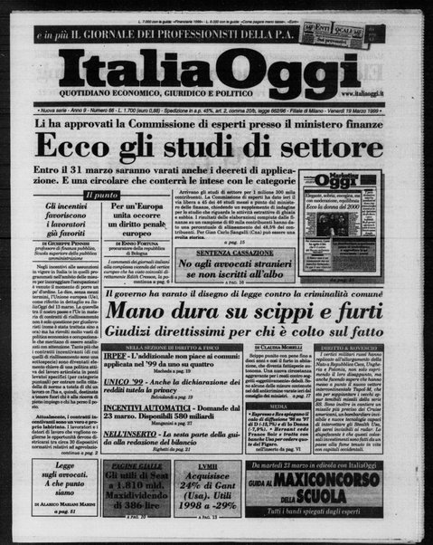 Italia oggi : quotidiano di economia finanza e politica